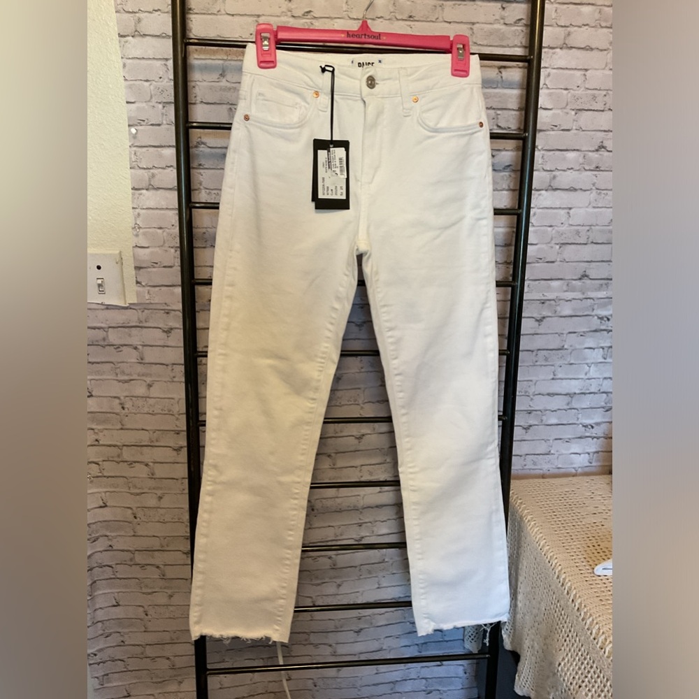 NWT PAIGE Cindy High Rise Straight Ankle white jeans size 25